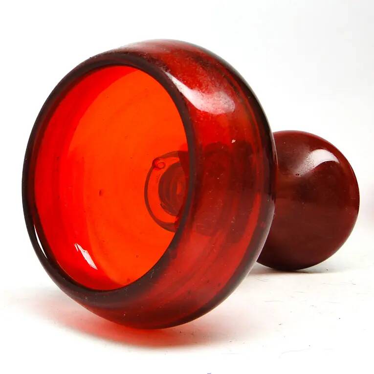Vase, modernism, red glass, designed by J. Słuczan-Orkusz, Poland, 1970s