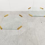 Lucite and brass coffee or side tables, 1970s