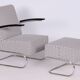 Set of Bauhaus Armchair with Foot Stool from Mücke-Melder, 1930s