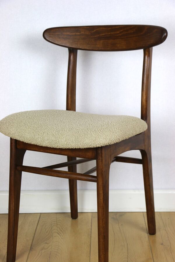 Chaises vintage Hałas beige bouclé - lot de 3