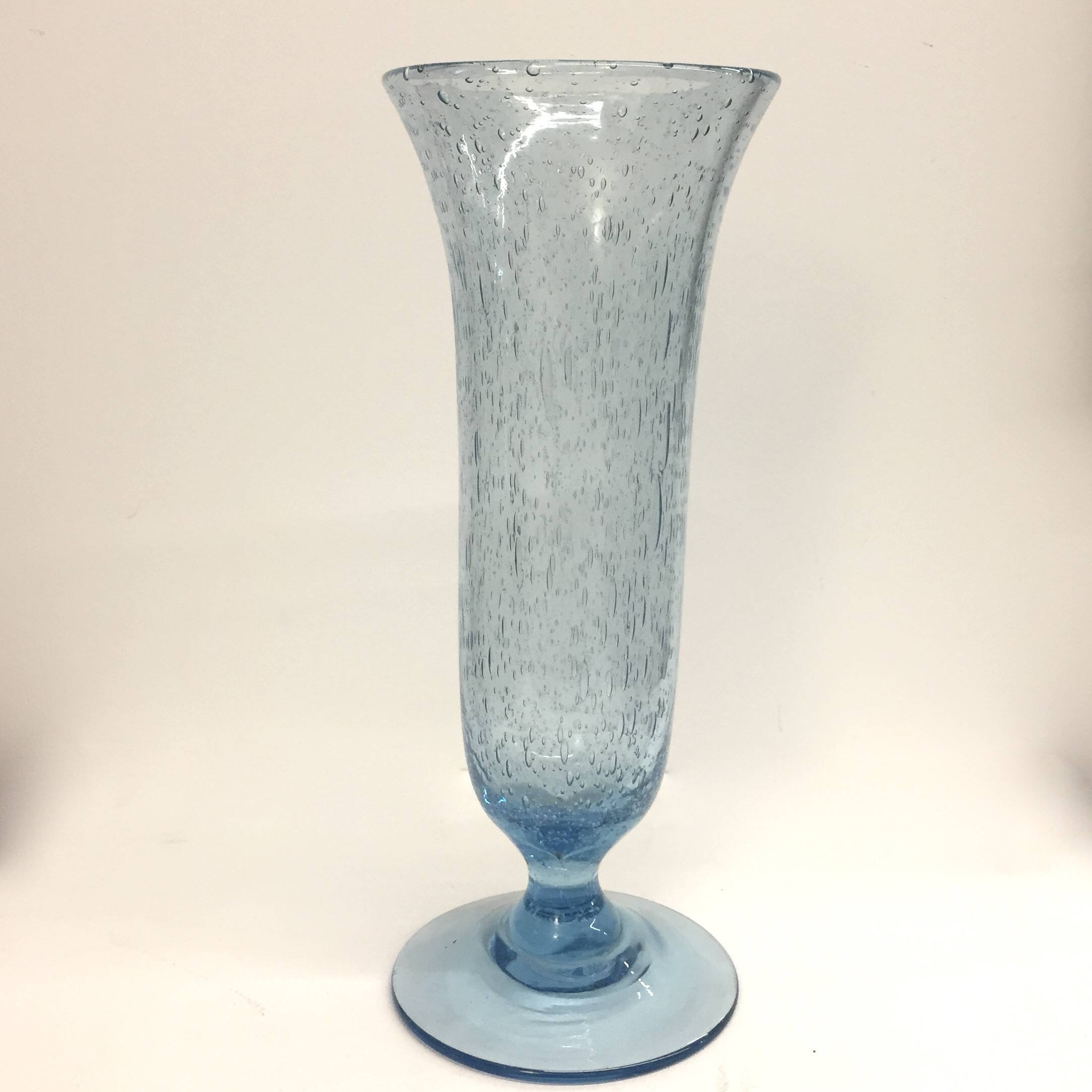 Blue bubble glass vase