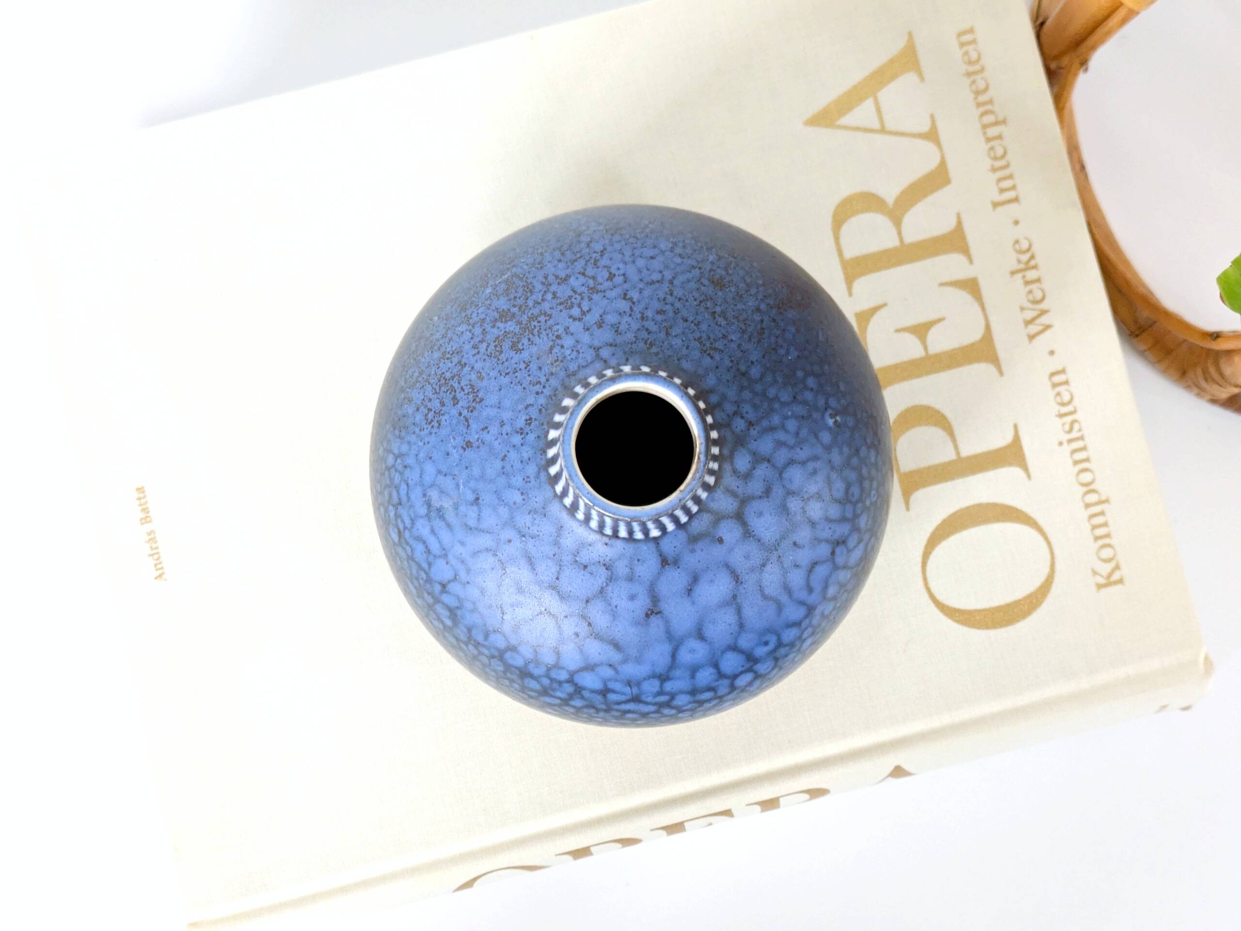 Vintage blue ceramic vase by Thoms Keramik, Germany, 1960s–1970s