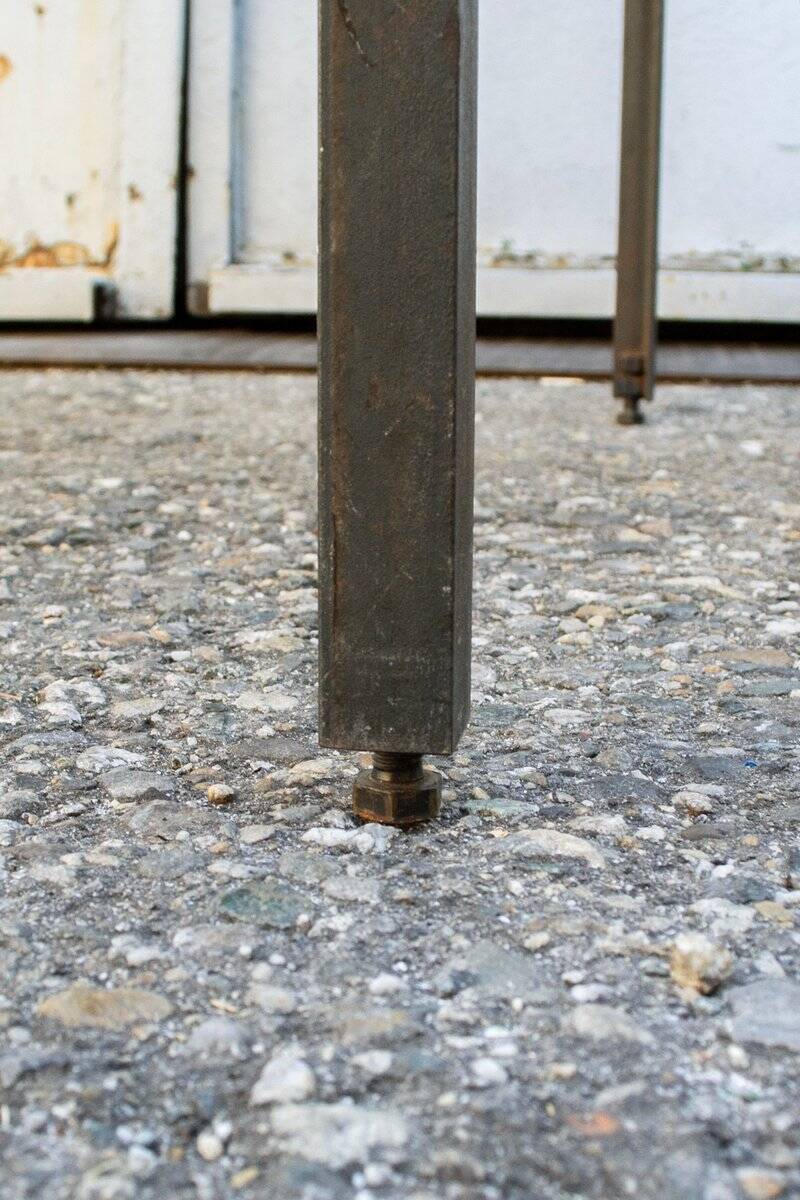 Iron and galvanized sheet metal table by Toni Cordero, 1980s