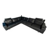 Stressless black leather corner sofa