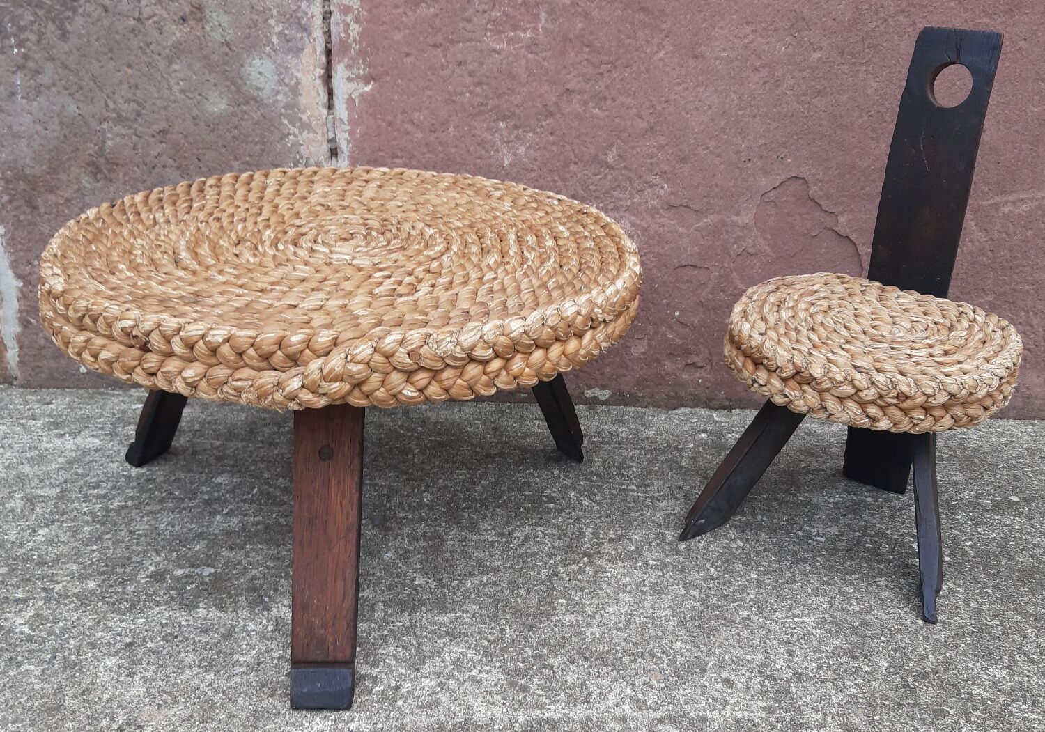 Handmade wickerwork chair from the 60s and 70s