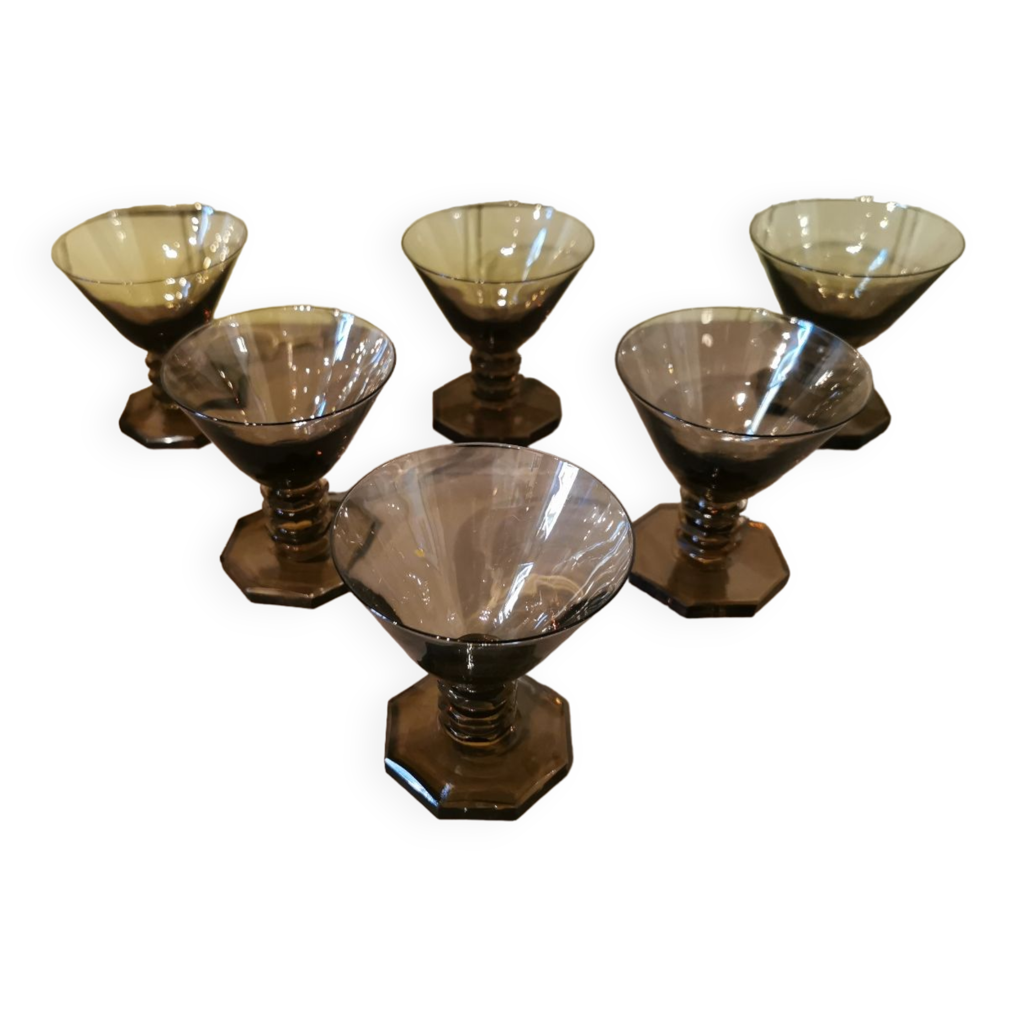 Suite of 6 glasses in Art Deco Porto