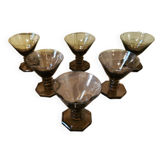 Suite of 6 glasses in Art Deco Porto