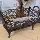 Wrought iron fire screen set with log basket, accessories.