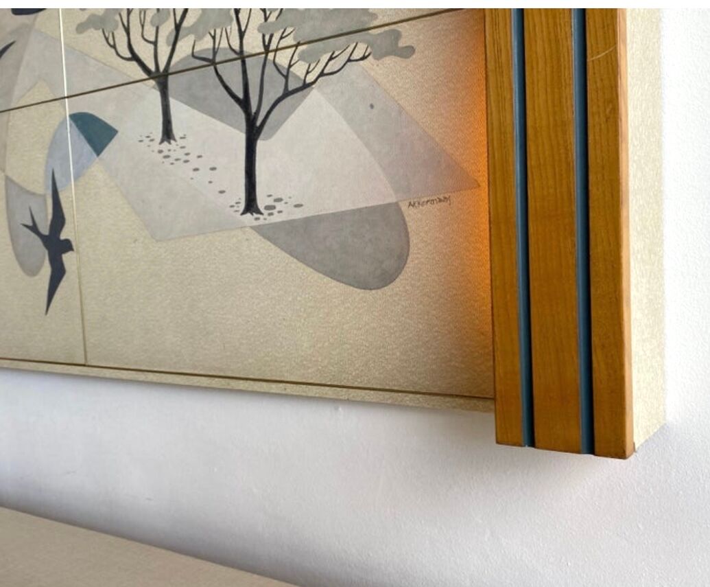 Sideboard and Matching Decorative Art Piece from the Cruise Liner "SS Rotterdam"