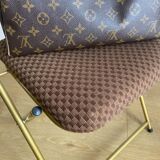 Vintage folding chair lafuma with brown checkered fabric