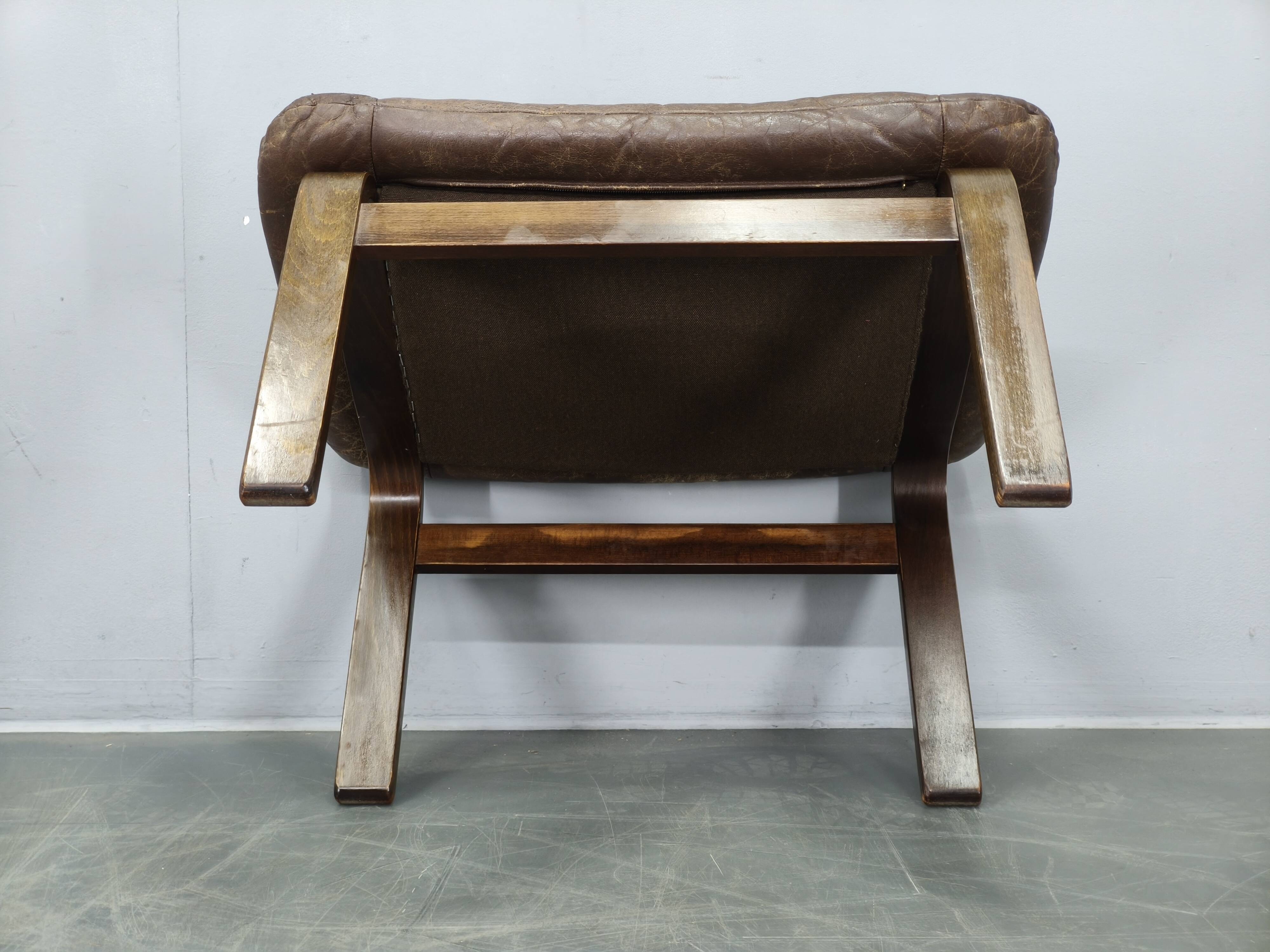 Leather Ottoman by Ingmar Relling for Westnofa, Norway, 1960s