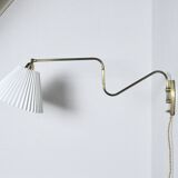 Danish Brass Swing Arm Wall Lamp, 1950s