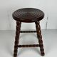 Midcentury bobbin wood turned stool, Charles Dudouyt style, France, 1950s