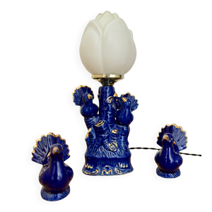 Lampe vintage en céramique - bleu