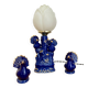Vintage blue ceramic lamp with its birds.