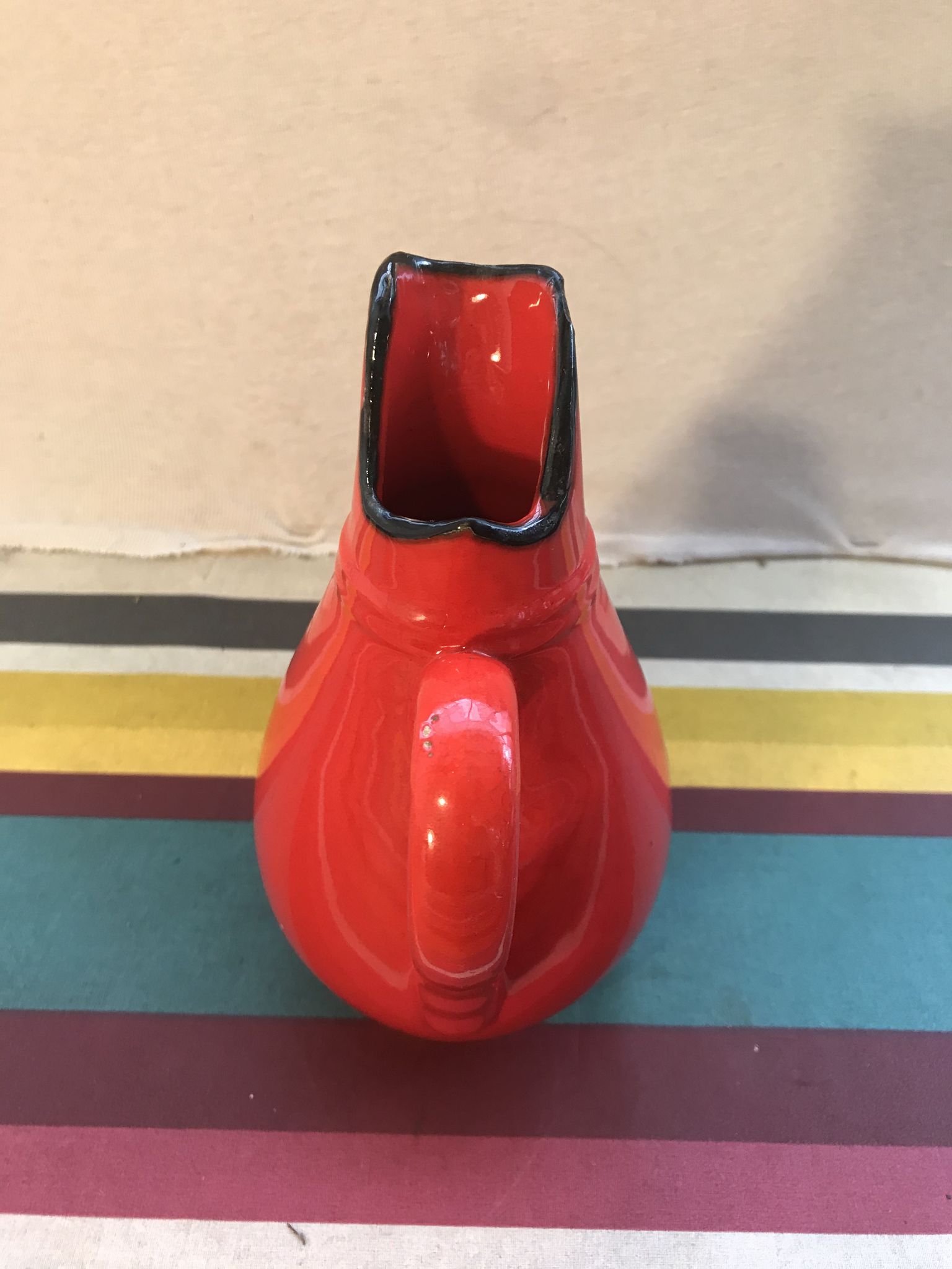 Former red ceramics pitcher - anse cuisine 70s vintage