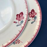 Plates Digoin Sarreguemines fleuries 19th century series Margaret pink flowers