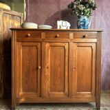 Grand Parisian buffet with 3 doors – solid oak – An elegant and sturdy rarity