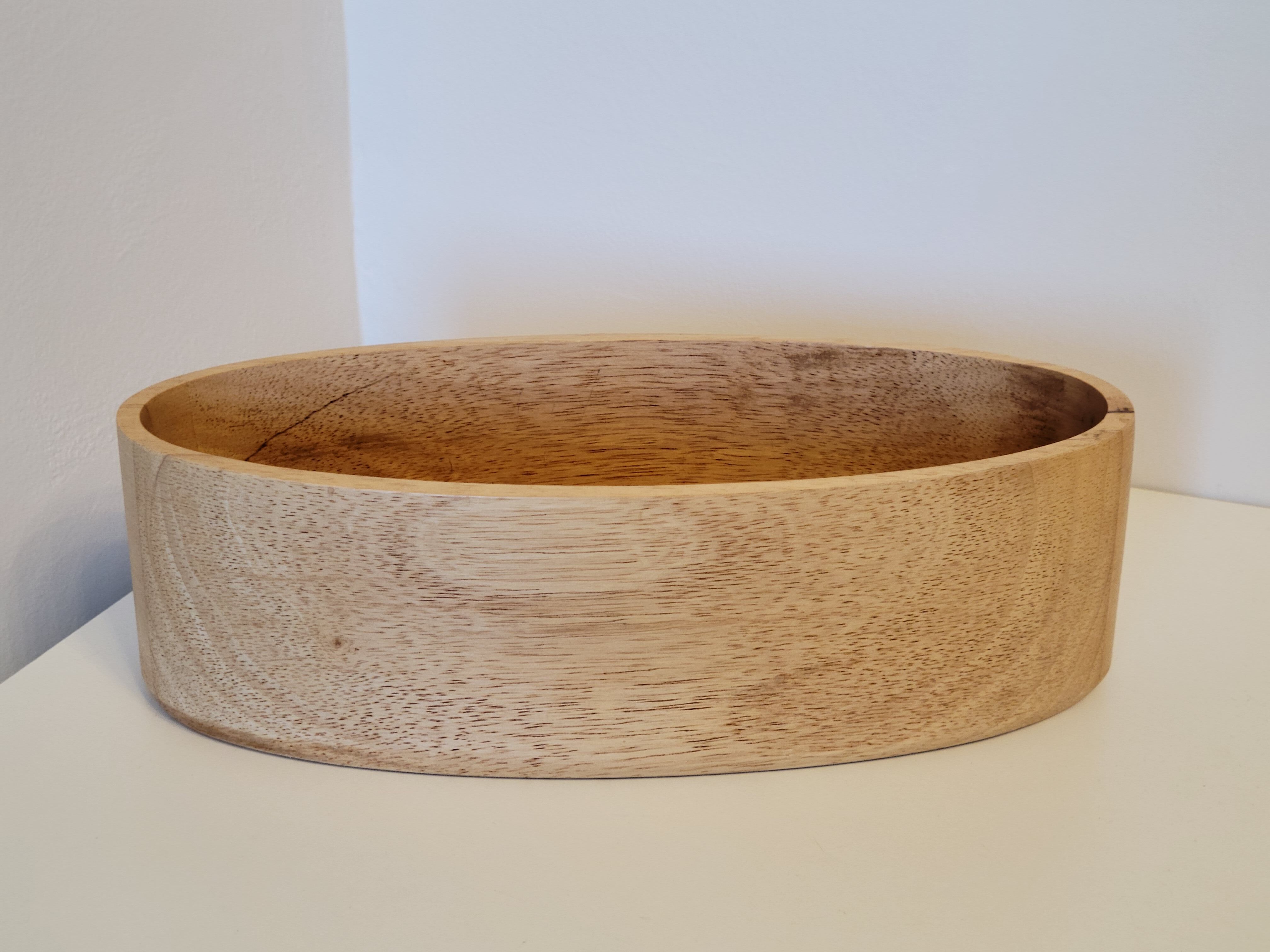 Oval solid wood bowl