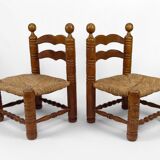 Pair of low straw chairs  circa 1940