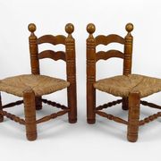 Paire de chaises basses paillées