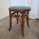 Pair of Vintage Bentwood Stools / Thonet Style / Upholstered Seat in Blue