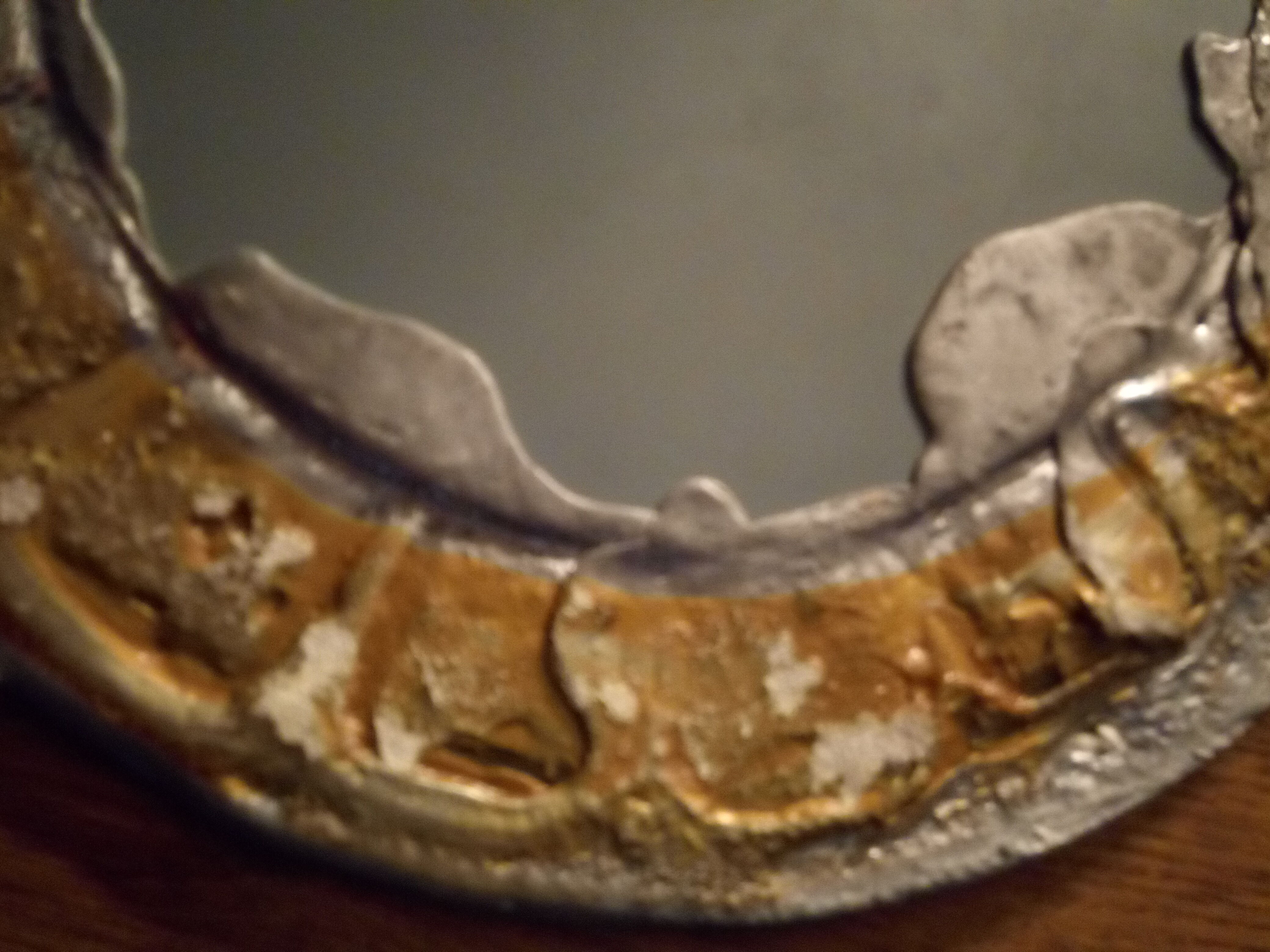 Lead and glass hand mirror