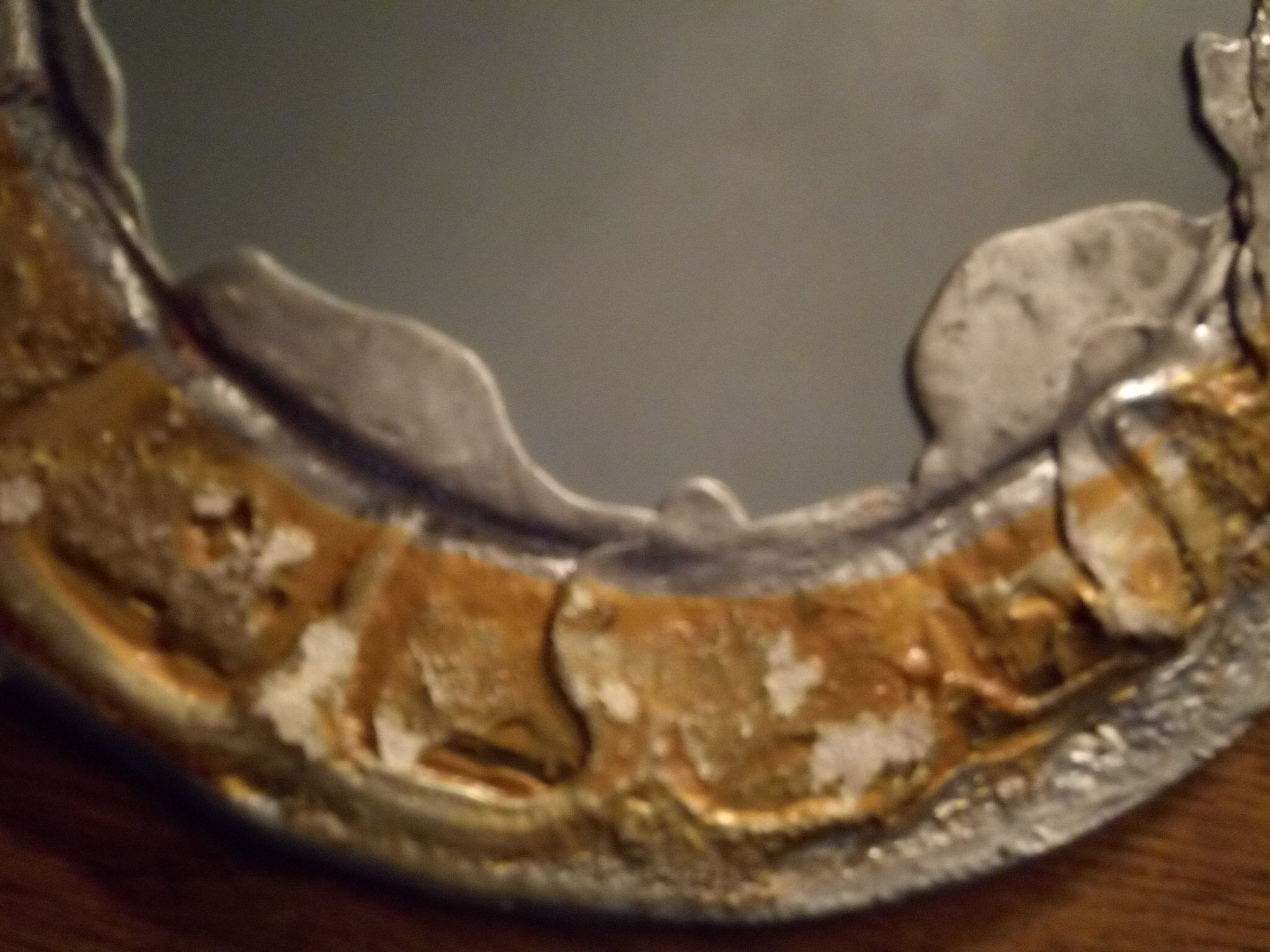 Lead and glass hand mirror