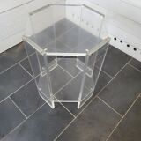 Octagonal side table in transparent plexiglass from the 70s