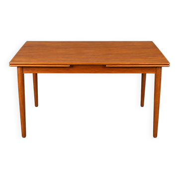 Table à manger extensible en teck des années 1960-1970, fabriquée au Danemark, design danois.