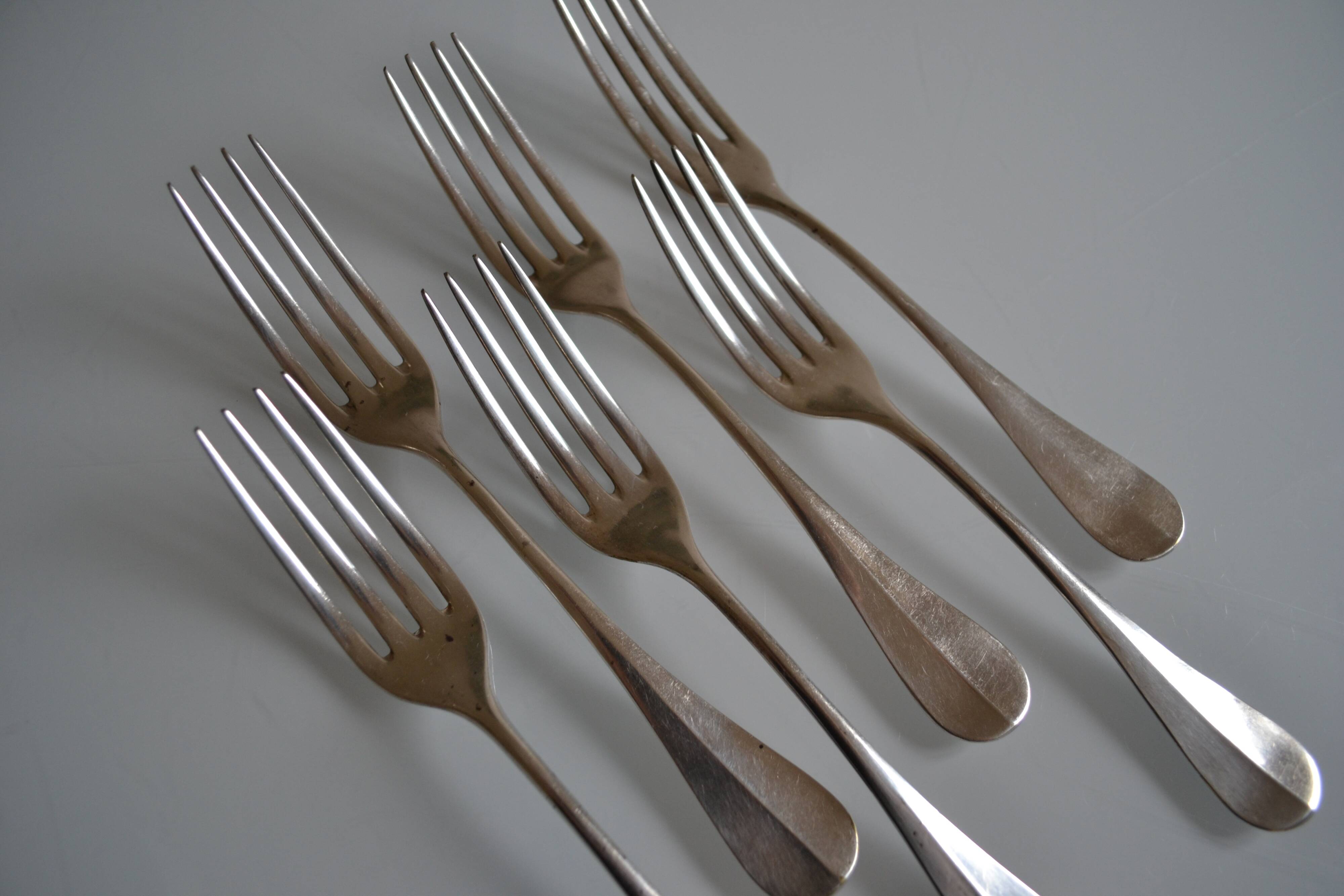 6 silver metal table forks P de Ruolz silver plated forks 21 cm