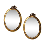 2 golden oval mirror 28 x 20 cm