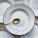 5 deep plates in white and gold Limoges porcelain