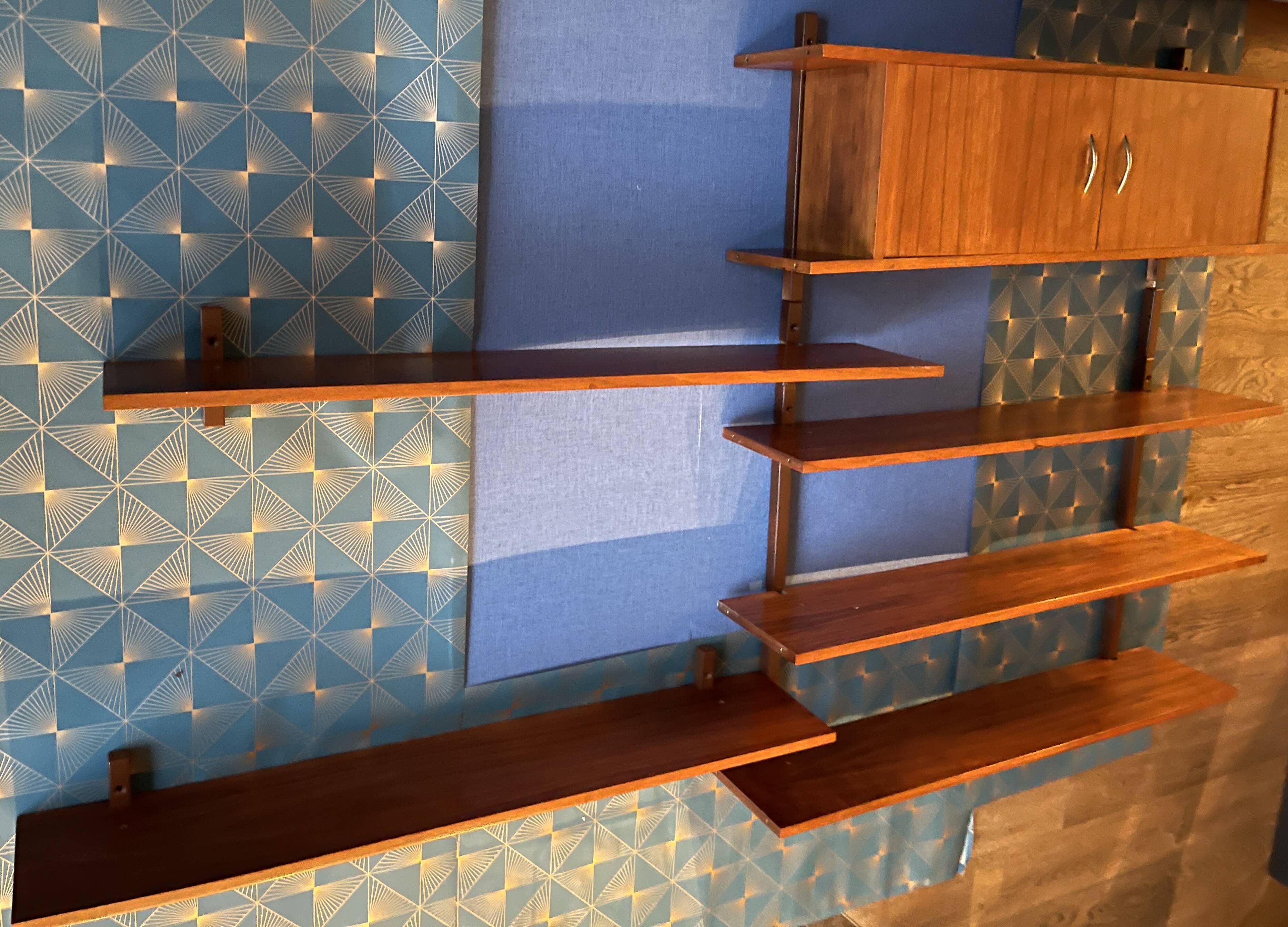 Scandinavian teak wall bookcase 1.8m x 1.1m