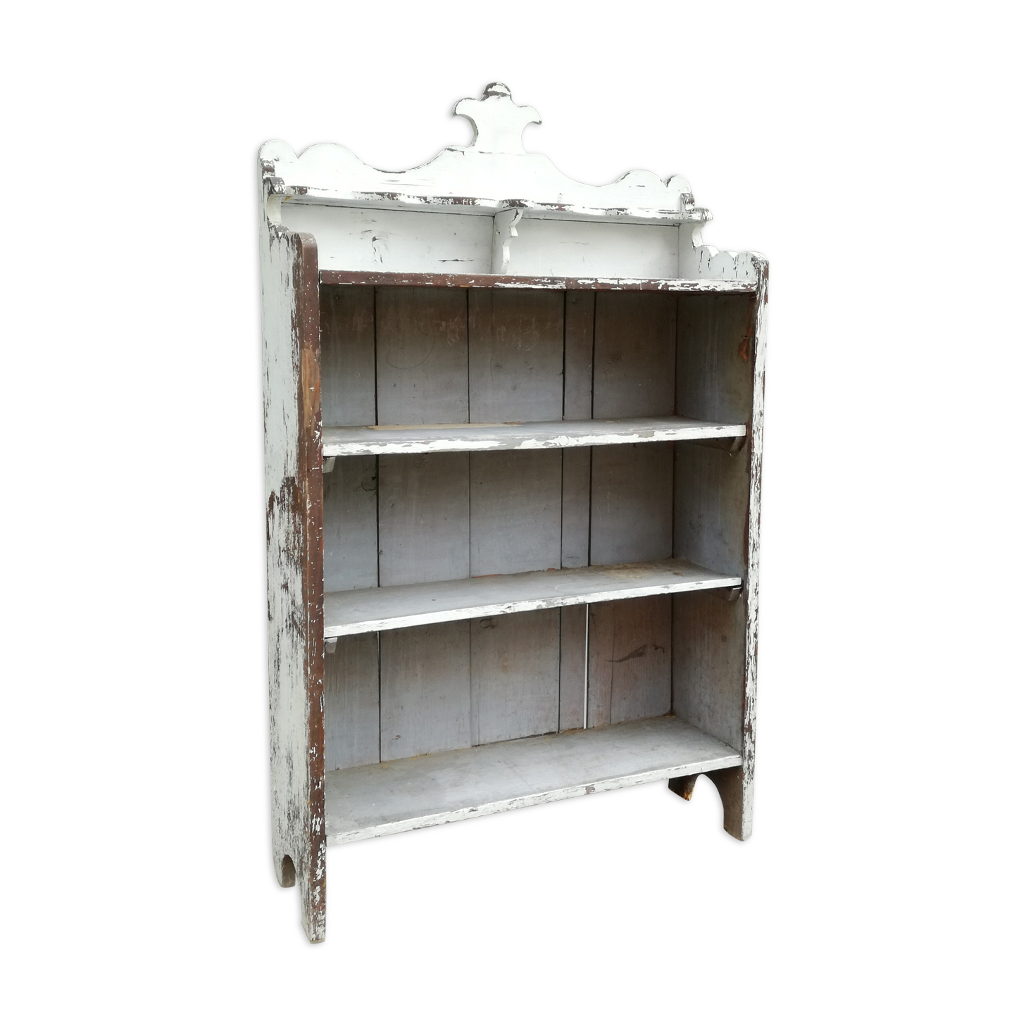 Old white shelf in weathered pine