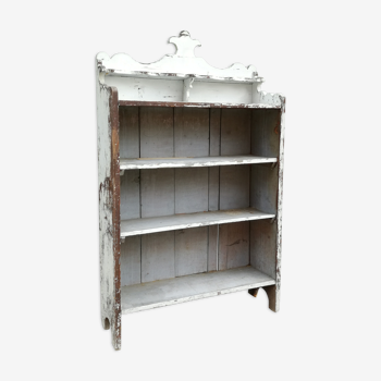 Ancient white shelf in patinated pine