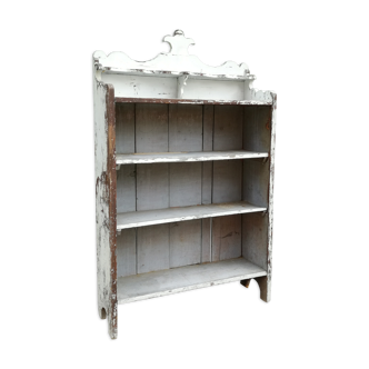 Ancient white shelf in patinated pine