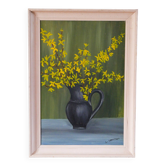 oil painting on panel still life yellow bouquet signed 1950