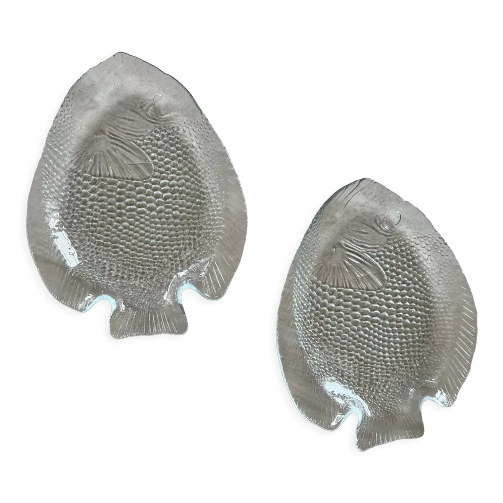 Assiettes vintage poisson verre arcoroc