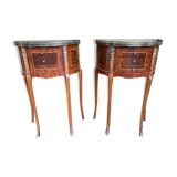 Pair of half-moon bedside tables Louis XV style