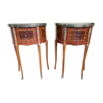 Pair of half-moon bedside tables Louis XV style