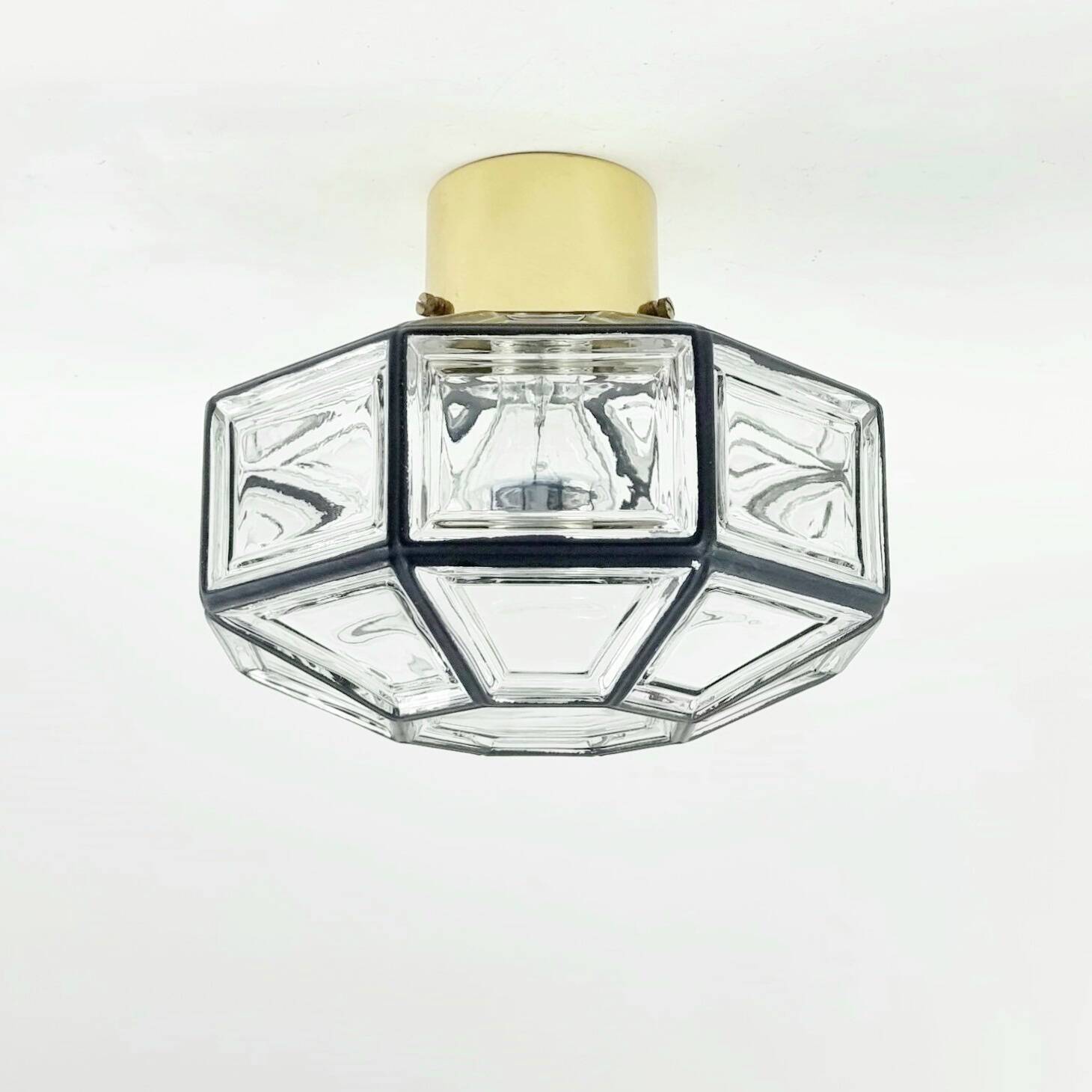 Pair Of Mid Century Glass Ceiling Lights Or Wall Lamps From Limburg, 1960s