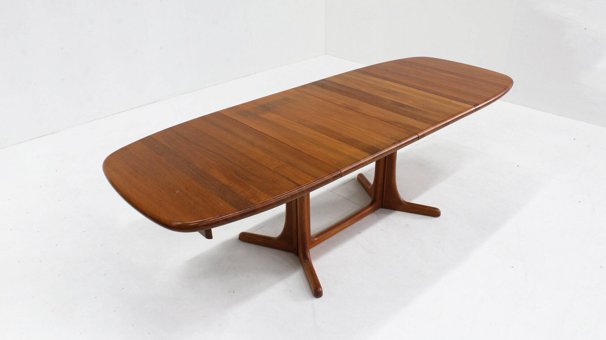 Vintage Danish oval extendable dining table solid teak 1960s