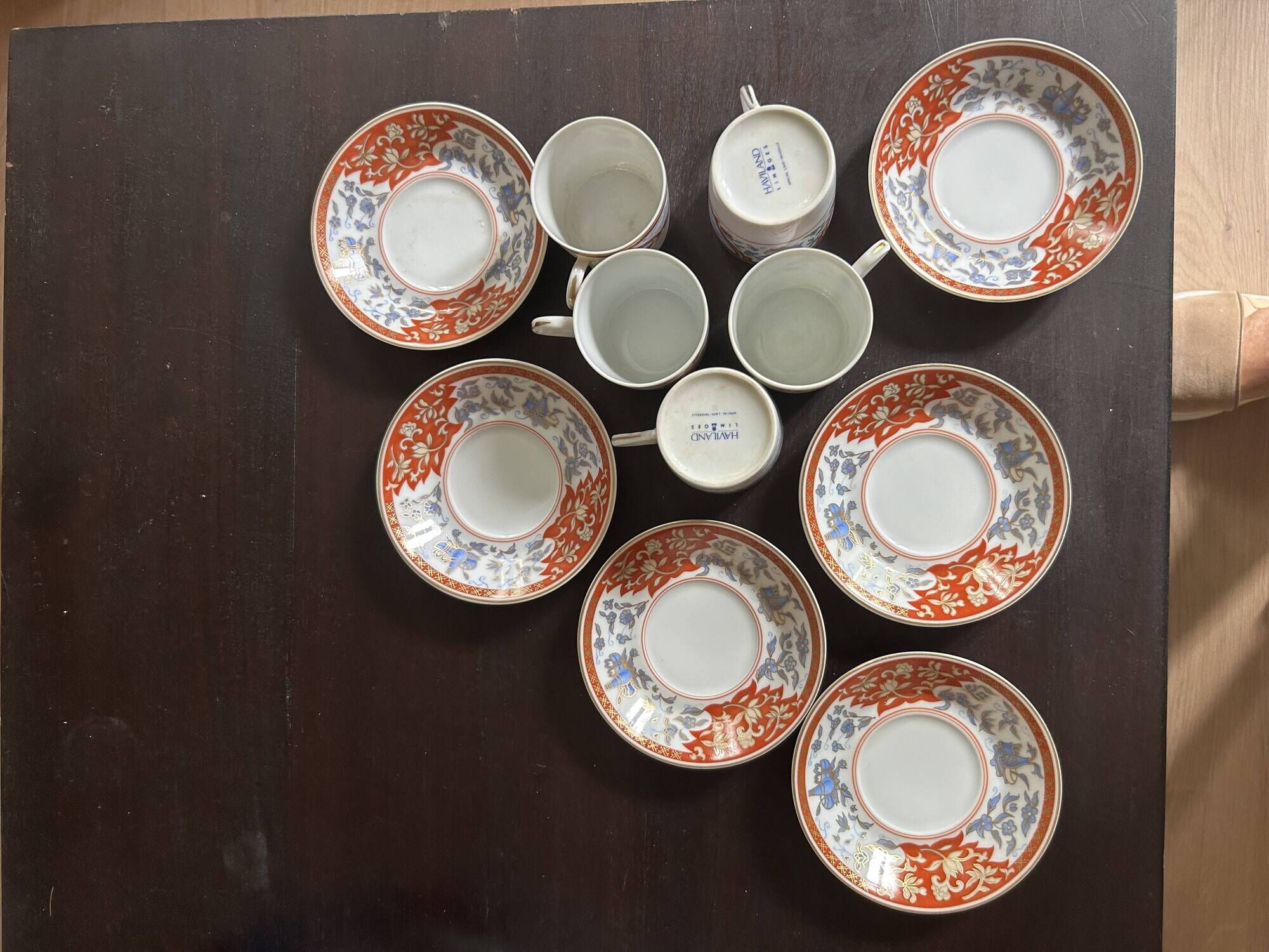 Set of 6 coffee cups with saucers - Haviland - Imari red