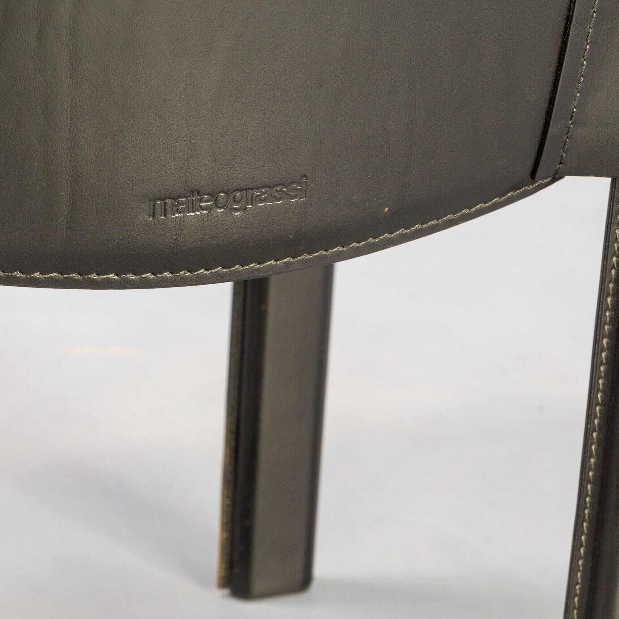 Carlo Bartoli black leather dining chair for Matteo Grassi set/4