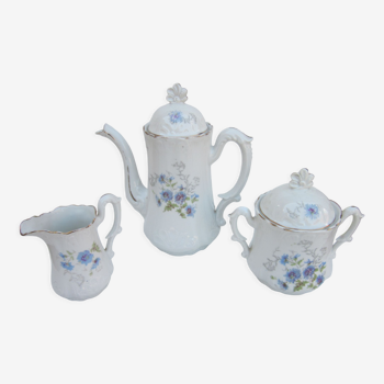 Porcelain coffee/tea set, blue flower décor