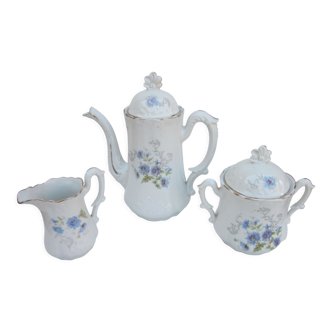 Porcelain coffee/tea set, blue flower décor