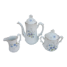 Service à café / thé en porcelaine, décor fleurs bleues