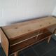 Sideboard vintage Scandinavian feet compass of oak and glass