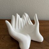 Empty white ceramic hand pocket
